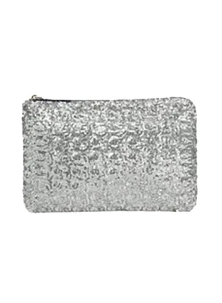 Dazzling Sequins Glitter Sparkling Evening Party Clutch Silver 