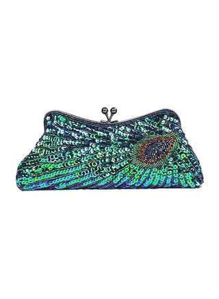Sequined Designer Clutch Green 