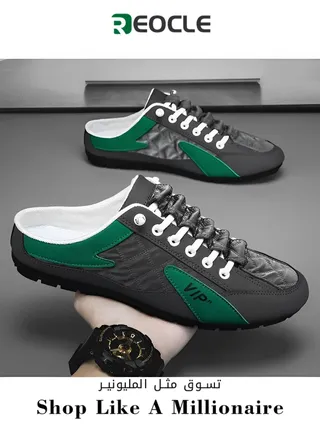 Men's Mules Shoes Slip on Sneakers Knit Flats Platform Lightweight Breathable Non-Slip Walking Shoes Backless Shoes for Outdoor Activities & Beach Vacations 