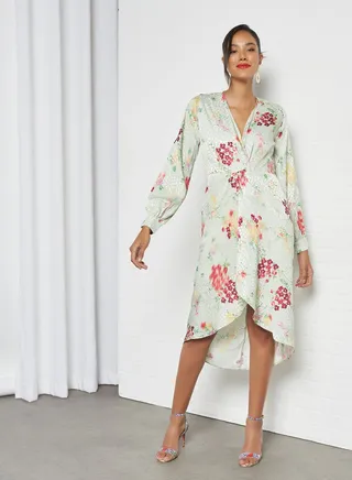 Floral Print Midi Dress Multicolour 