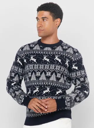 Christman Jaquard Printed Sweater 