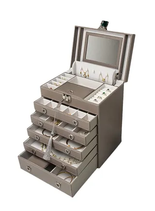 Leather jewelry box multifunctional large capacity high-end jewelry jewelry watch earrings storage box 
