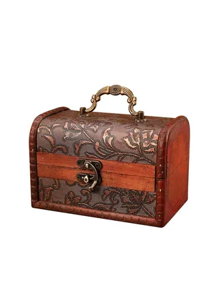 Vintage Storage Boxes, Wooden Box Jewelry Storage Case Handmade Mini Decorative Storage Box with Metal Lock Wood Storage Organizer Creative Crafts Decoration for Pearls Jewelry Rings Gifts 