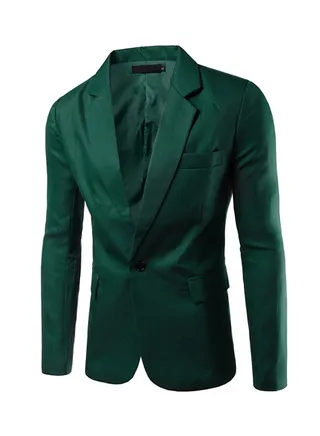 British Style Slim Fit Plus Size Blazers Dark Green 