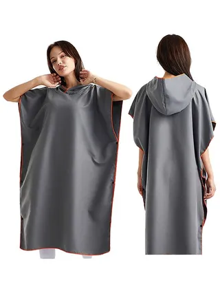 Microfiber Surf Poncho, Wetsuit Changing Bath Robe, Beach Change Cloak Dive Quick Dry Pool Swim Beach Towel with Hood for Adults 