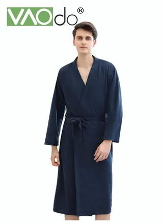 Men's Bathrobe Light Super Absorbent Skin-friendly Home Clothes Suitable For All Seasons Nightgown Navy Blue 