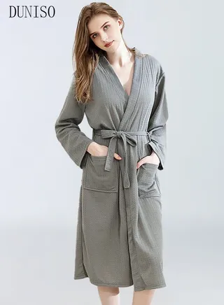 Women's Waffle Kimono Bathrobe Short Sleeve Sleepwear Spa Robe Nightwear Nightgown Women Water Bathrobe Bridesmaid Robes Dressing Gown Autumn Robe 