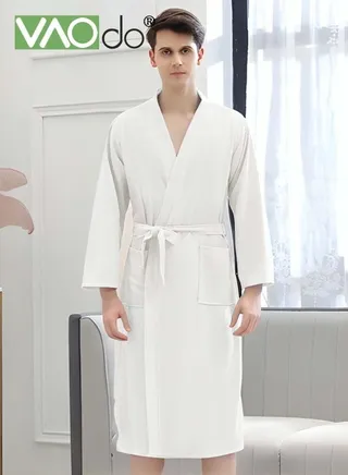 Men's Bathrobe Light Super Absorbent Skin-friendly Home Clothes Suitable For All Seasons Nightgown White 