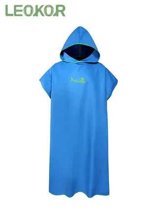 Microfiber Beach Blanket Bath Swim Towel Wetsuit Poncho with Hood Blue 