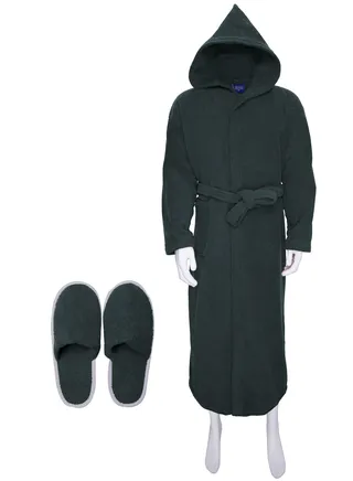 Egyptian Cotton Bath Robe With Elbow And Slipper And Waist Belt For Unisex 