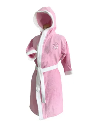 Kids Hooded Bath Robe For 12 Years Light Pink/White S 