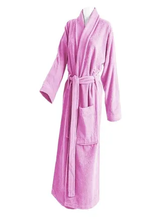 Women's soft cotton bathrobe with pockets and a distinctive waist belt in an elegant design, multi-size 