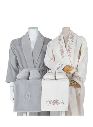 Set Bath Robe Grey Florence Cables 
