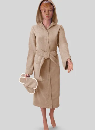 Egyptian cotton bathrobe for unisex with bow and slipper and waist belt in multiple sizes and colors 