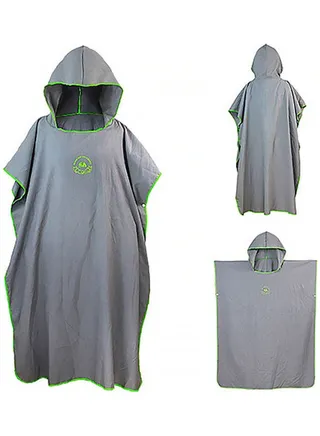 Microfiber Surf Changing Towel Bathrobe Poncho With Hood Grey 110x90cm 