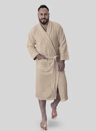 Bath robe 100% soft cotton with a pocket and a distinctive waistband in a multi-size elegant design 