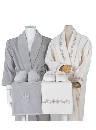 Set Bath Robe Grey Vienna Double 