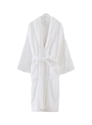 Cotton Essential Shawl Bath Robe White 114cm 