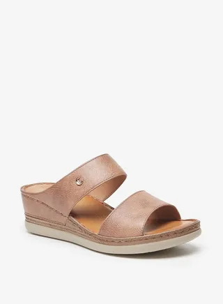 Women Solid Slip-On Sandals With Wedge Heels 