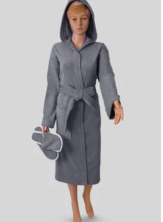 Egyptian cotton bathrobe for unisex with bow and slipper and waist belt in multiple sizes and colors 
