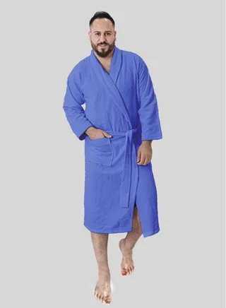 Bath robe 100% soft cotton with a pocket and a distinctive waistband in a multi-size elegant design 