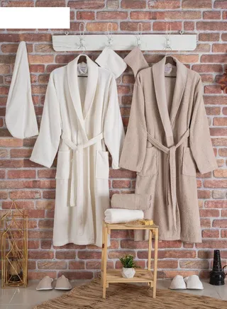 Bath robe set made of 100% cotton fabric consisting of 11 pieces free size 