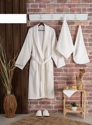 Bath robe set made of 100% cotton fabric consisting of 6 pieces 