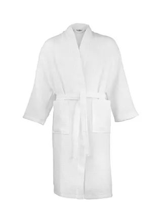 Solid Patterned Bathrobe White 