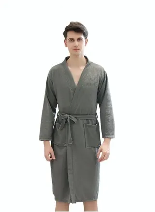 Men's Bathrobe Light Super Absorbent Skin-friendly Home Clothes Suitable For All Seasons Nightgown Dark Grey 