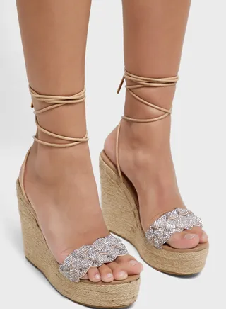 Diamante Multi-Strap Wedge Sandal