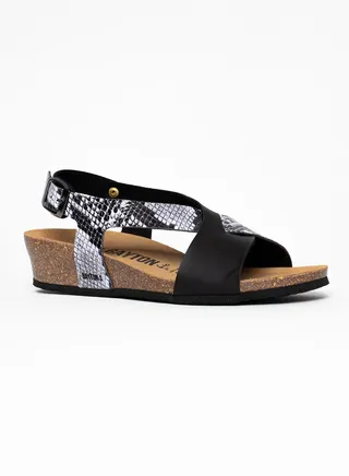 Salamanque Black Wedge Sandals 