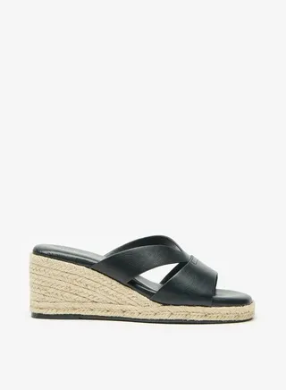 Women's Solid Slip-On Sandals with Wedge Heels 