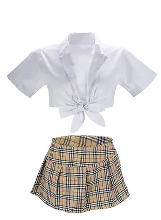 Women School Girl Role Play Cosplay Costume Uniform Top And Fancy Mini Skirt 