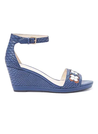 Julian Ankle Strap Wedges Blue 