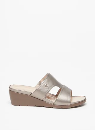 Women's Solid Slip-On Sandals with Wedge Heels 