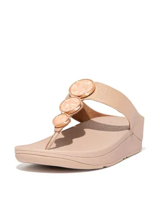 Ladies Halo Shimmer Toe-Post Sandals - Beige EP4-137 38 