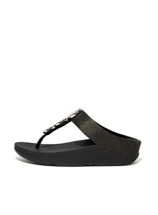 Ladies Halo Shimmer Toe-Post Sandals - All Black EP4-090 36 