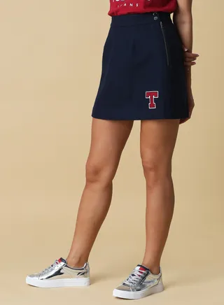 Wool Blend Mini Skirt Blue 