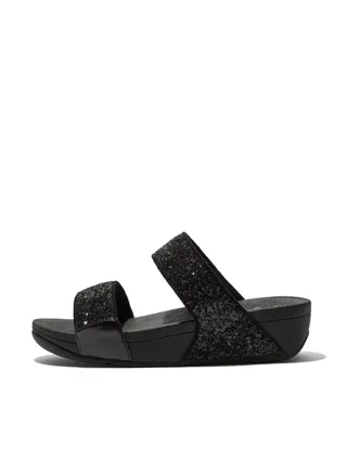Ladies Lulu Glitter Slides - Black Glitter ET3-339 41 