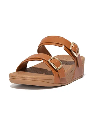 Ladies Lulu Adjustable Leather Slides - Light Tan ES7-592 37 