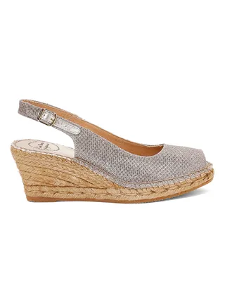 Calafell Shimmery Pin Buckle Closure Wedge Espadrille Lightgold 