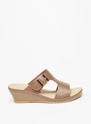 Women's Textured Slip-On Sandals with Wedge Heels Ramadan Collection 