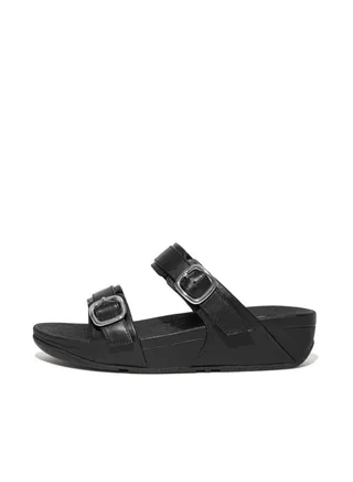 Ladies Lulu Adjustable Leather Slides - All Black ES7-090 38 