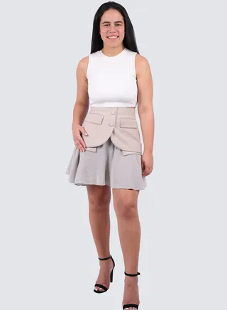 Women's Double Layer Flap Pockets Skirt in Oxford Tan 