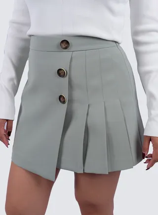 Choice Livorno Pleated Mini Skirt in Blue Surf 