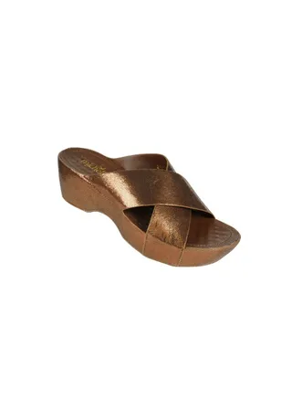 092-2763 Michelle Morgan Ladies Wedge Heel Sandals 214RJ955 Brown 