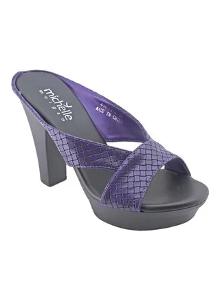 High Heel Wedge Sandals Purple/Black 