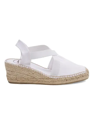 Ter Linen Elastic Strap Wedge Espadrille White (Blanco) 
