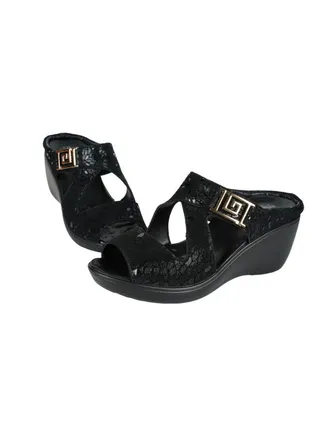 092-2729 Michelle Morgan Ladies Wedge Heel Sandals 20926-8 Black 