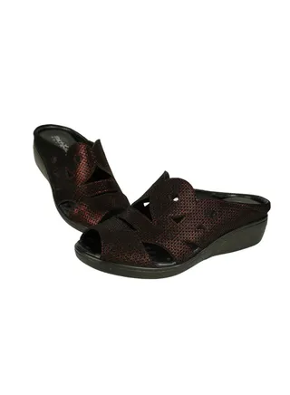 092-2727 Michelle Morgan Ladies Wedge Heel Sandals 2418-5 Bordo 